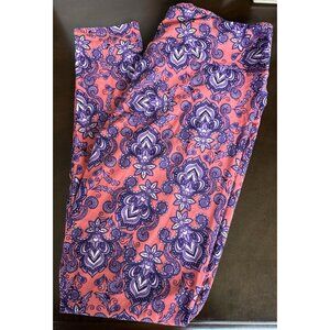 NEW Coral & Purple Paisley Fleur De Lis LuLaRoe Leggings‎ TC (Tall and Curvy)